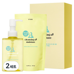 에뛰드 리얼아트 클렌징 오일 모이스처 본품 185ml + 리필 185ml 세트, 2개