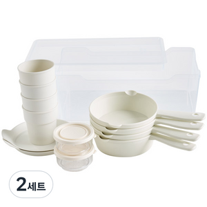 이지앤프리 무드온 캠핑식기 트레이 13p 세트 A, 화이트, 2세트