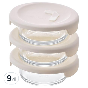 락앤락 바로한끼 내열유리 밥용기 아이보리, 9개, 355ml