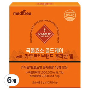 메디트리 곡물효소 골드케어 위드 카무트 브랜드 호라산밀, 90g, 6개