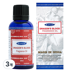 나그참파코리아 인센스 향 아로마오일, 3개, 25ml, 드래곤블러드