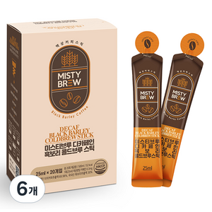 미스티브루 디카페인 흑보리 콜드브루 스틱, 25ml, 20개입, 6개