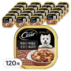 시저 치즈와 야채를 곁들인 쇠고기 습식사료, 100g, 120개, 소
