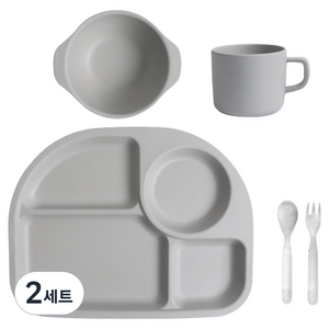 노르디코 킨더 유아 식기 세트, 그레이, 식기세트 5종, 2세트