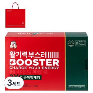 정관장 정품 활기력 부스터 20ml x 14병 + 400mg 14정 + 쇼핑백, 14회분, 3세트