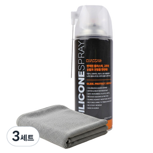 차싹 차량용 실리콘 코팅 스프레이 플라스틱 복원 고무 윤활제 420ml + 초극세사 타월 세트, 3세트