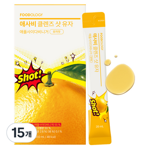 푸드올로지 당제로 고함량 애사비 클렌즈 샷 유자맛, 15개, 10회분