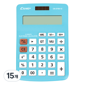 우리가스토리 카노 고급 컬러 12자리 전자계산기 CN-5769, 블루, 15개