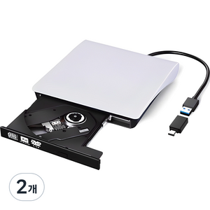 림스테일 USB 3.0 CD / DVD RW 멀티 외장형 ODD + C타입 젠더 세트, LM-19(WH), 2개