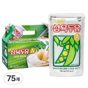 삼육두유 고소한 두유 A 파우치, 190ml, 75개