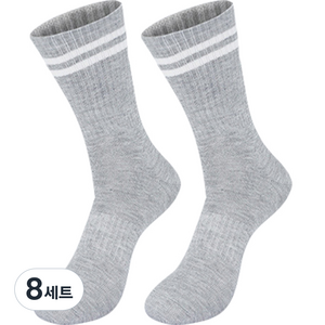 르블랑 스포츠 양말 장목양말 2개, 그레이, 8세트