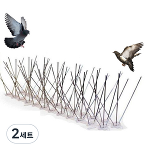 라이프업 비둘기 베란다 실외기 퇴치 용품 버드스파이크 5m 50cm x 10p + 케이블타이 20p 세트, 2세트