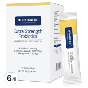 시그니처바이 반려동물 엑스트라 스트렝스 프로바이오틱스, 30g, 장건강/유산균, 6개