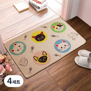 알럽홈 큐티 논슬립 다용도 매트 40 x 60 cm + 40 x 120 cm, 고양이, 4세트
