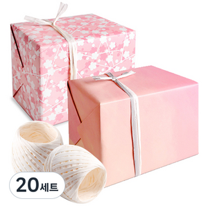 인디케이 양면포장지 봄이좋아 벚꽃 5p+피치샤베트 5p+라피아 2p, 혼합 색상, 20세트