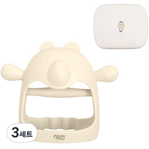 티지엠 국산 유아용 플래티넘 실리콘 글러브형 곰돌이 손목치발기, 본품+케이스, 크림버터, 3세트
