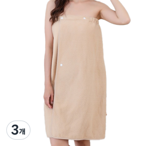 더부들 여성용 로브 샤워 가운 모던 디자인 80 x 150 cm, 베이지, 3개