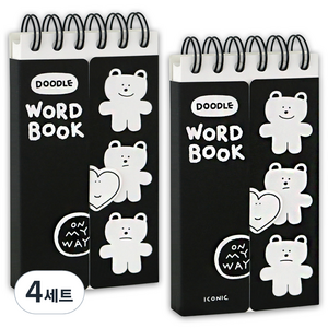 아이코닉 두들 단어장 수첩 81매, 02 Black, 4세트
