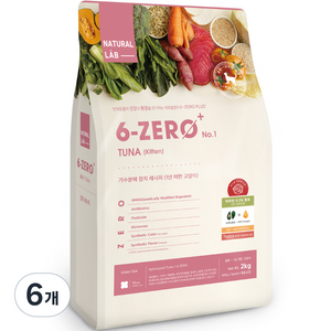 네츄럴랩 키튼 6 ZERO PLUS CAT 1 건식사료, 가수분해 참치, 2kg, 6개