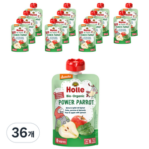 홀레 이유식 파우치 파워패럿, 배 + 사과 + 시금치, 100g, 36개