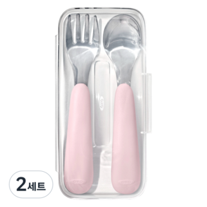 옥소토트 유아용 스푼 포크 세트, 블러썸 핑크, 케이스+스푼+포크, 2세트
