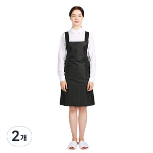 웰프런 우레탄 방수앞치마 검정파이핑 소, 블랙, 2개