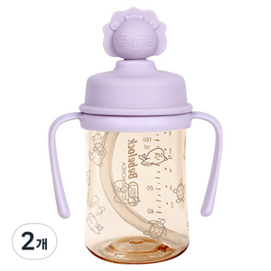 베베락 유아용 PPSU 실리콘 토퍼 빨대컵, 라벤더, 2개, 210ml