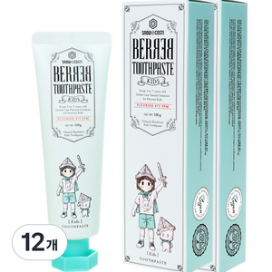 베르베르 아동용 저불소 비건치약 블루베리향, 100g, 12개