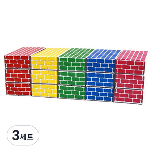 에듀플레이 종이 벽돌블록 중형 5종 x 3p 세트, 빨강, 노랑, 파랑, 초록, 핑크, 3세트