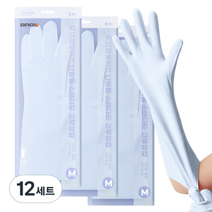 브릭글로 오브제포키친 질긴 니트릴 고무장갑 양손착용 세트, 소프트블루, 중(M), 12세트