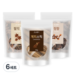 그린약초 뱅쇼 만들기 계피스틱 100g + 정향 80g + 팔각회향 100g 한차재료, 280g, 6세트