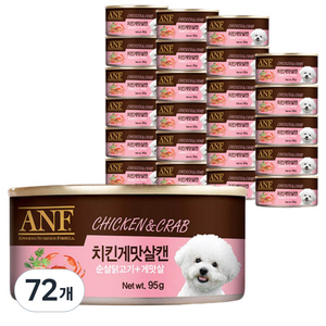 ANF 강아지 간식 캔, 혼합맛(치킨/게살), 95g, 72개