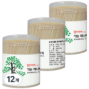 다인네 가는 대나무 이쑤시개 원통, 750개입, 12개