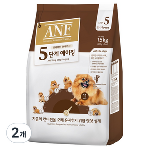 ANF 강아지 에이징 사료 5단계 11~14세, 시니어, 1.5kg, 2개