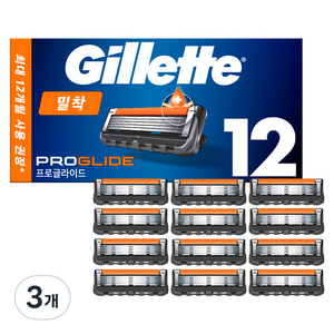 질레트 프로글라이드 면도날, 12개입, 3개