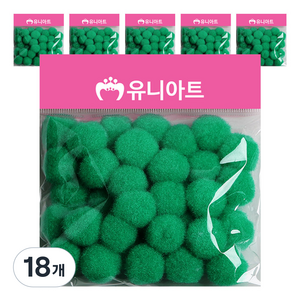 유니아트 1000 퐁퐁 20mm, 초록, 18개