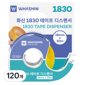 화신 테이프 디스펜서 18mm x 30m, 투명, 120개