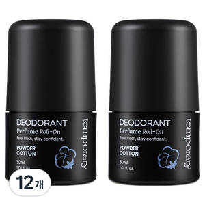 템포러리 파우더 코튼 퍼퓸 롤온 데오드란트, 12개, 30ml