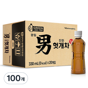 광동진한헛개차 무라벨 그린, 330ml, 100개