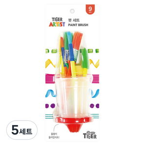 마이리틀타이거 붓 세트 미술용품 준비물 그림그리기 세트, 혼합색상, 5세트