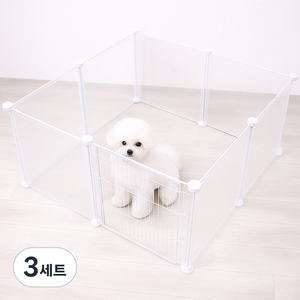 라이프란스 반려동물 투명울타리 소형 7개+ 커넥터 철장 펜스 + 철문, 반투명, 3세트
