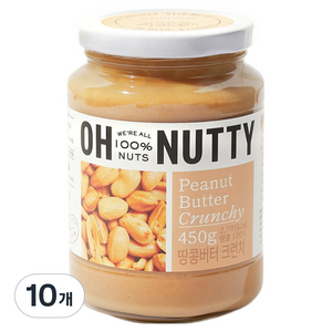 오넛티 땅콩버터 크런치 100%, 450g, 10개