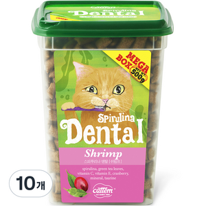 캣템 고양이 스피루리나 덴탈 이빨과자 대용량 메가박스, 쉬림프, 500g, 10개