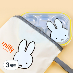 키친유 미피 스텐 식판 도시락 가방세트, 혼합색상, 식판 + 뚜껑 + 가방, 3세트