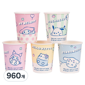 릴팡 산리오 캐릭터즈 일회용 종이컵 랜덤발송 283ml SC8899, 960개, 1개입