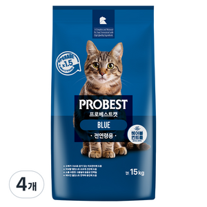 프로베스트 고양이 블루 기능성 사료, 헤어볼, 15kg, 4개