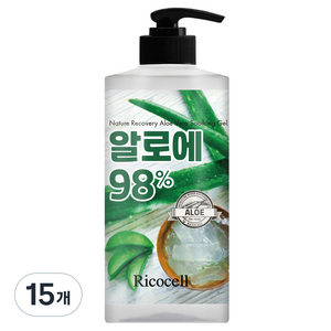 리코셀 네이처 리커버리 알로에 수딩 젤 이엑스, 1L, 15개