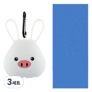편리한 휴대용 냉감타월 라지 30 x 80 cm + 캐릭터 케이스 세트, 화이트, 3세트