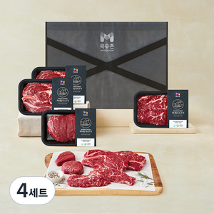 목우촌 국내산 소고기 구이세트 총 800g (등심200g x 2 + 안심200g + 채끝200g) (냉장), 4세트