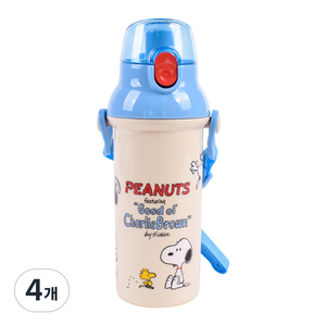 릴팡 피너츠 스누피 원터치 어깨 끈 물통 PN6109, 혼합색상, 480ml, 4개
